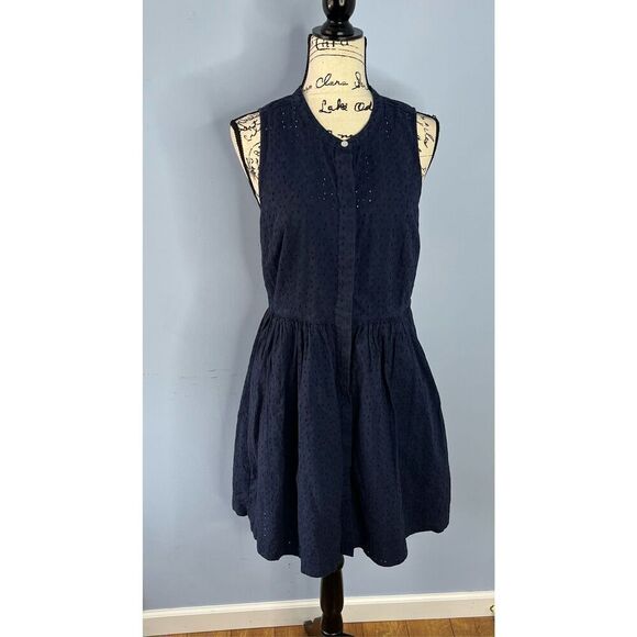 J. By J. Crew Women’s 10 Sleeveless Eyelet Lace Button Front Fit & Flair Dress N - Picture 1 of 10